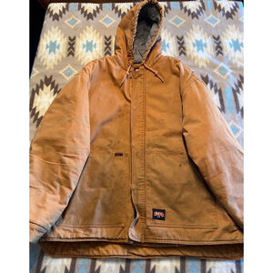 Key FR HRC4 quilted lined fire resistant brown duck field work coat. 3XLT w/hood